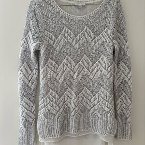Lucky Brand Gray Chevron Knit Sweater